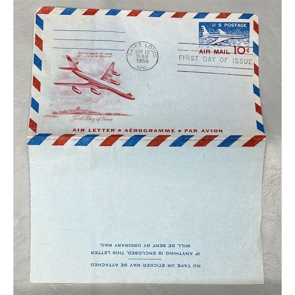 Vintage 1958 USA Air Mail 10¢ First Day Cover St. Louis Postmark - Picture 2 of 3